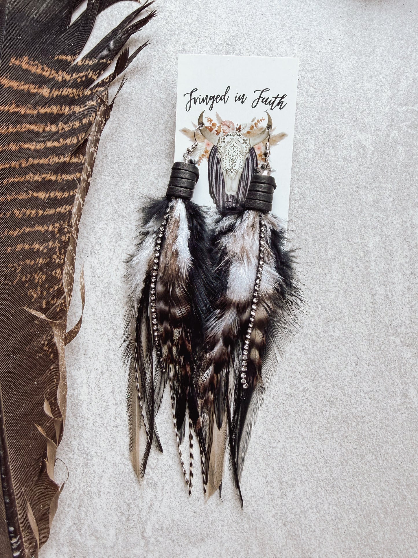 Mini Back In Black Feather Earrings