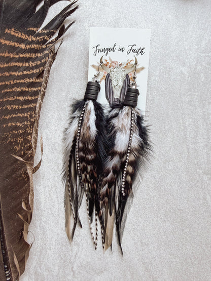 Mini Back In Black Feather Earrings