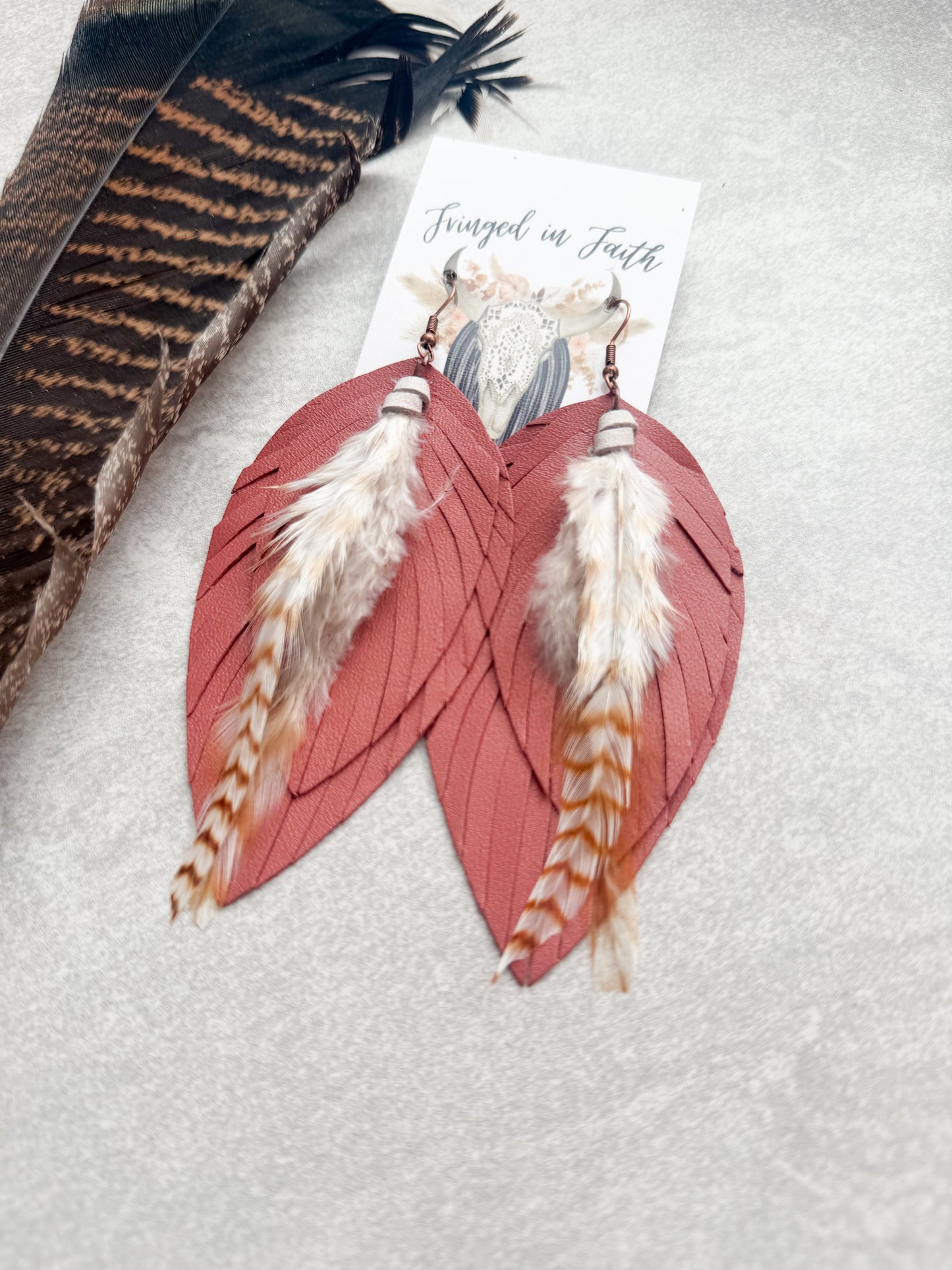 Ronan Fringe Feather Earrings |  Ballerina Pink