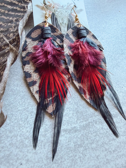 Leopard Feather Earrings