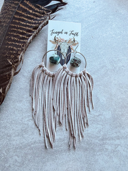 Turquoise Beaded Fringe Earrings