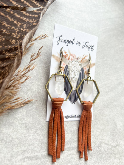 Boho Hex Hoop Earrings | Saddle