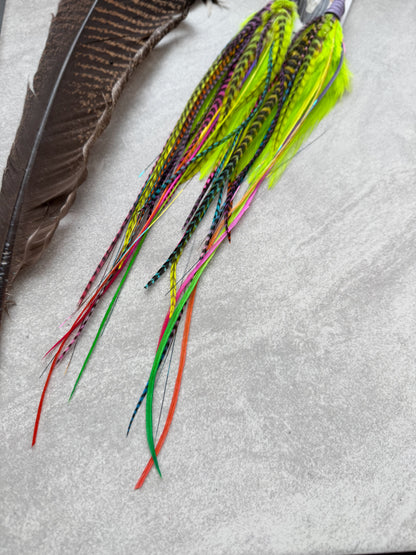 Neon Feather Earrings w Tinsel