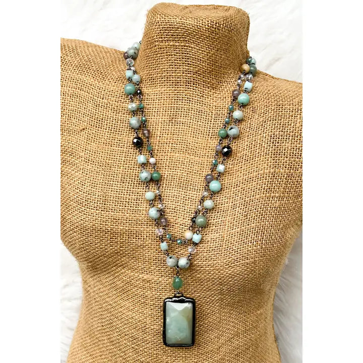 Turquoise Square Stone Necklace