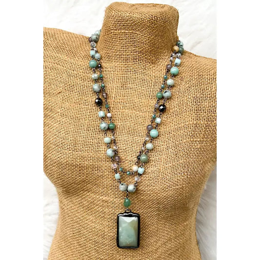 Turquoise Square Stone Necklace