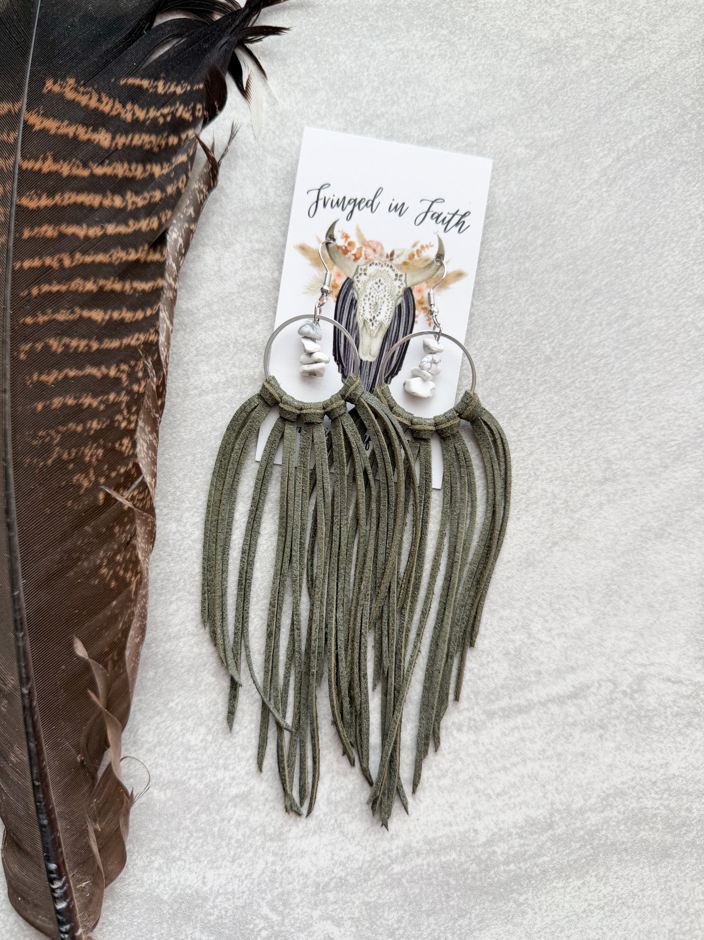 Boho Fringe Leather Hoops
