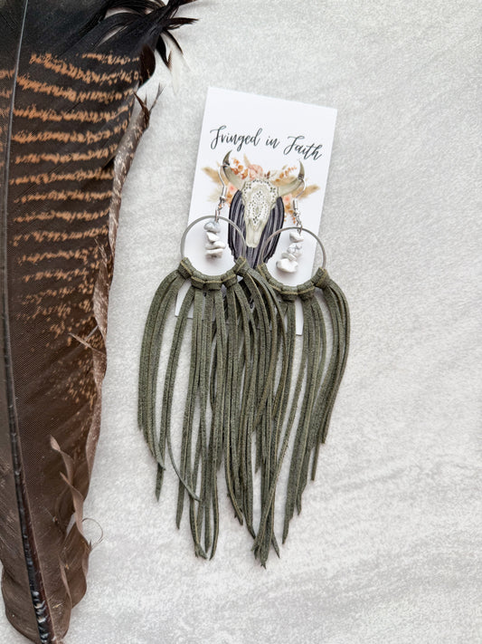 Boho Fringe Leather Hoops