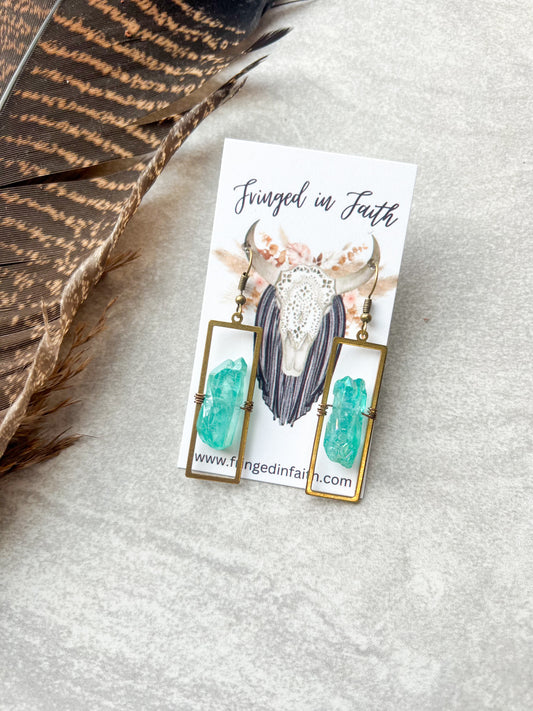 Boho Rectangle Earrings | Turquoise