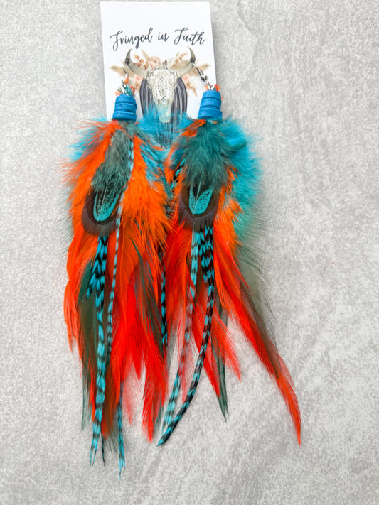 Orange Neon Feather Earrings