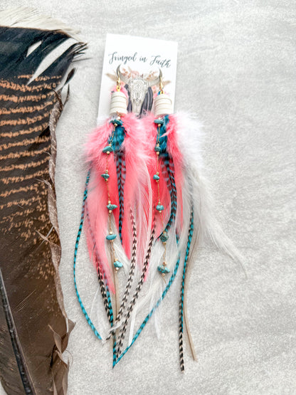 Fallon Feather Earrings | Coral