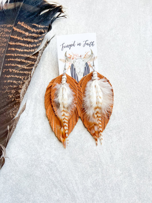 Ronan Fringe Feather Earrings | French Toast