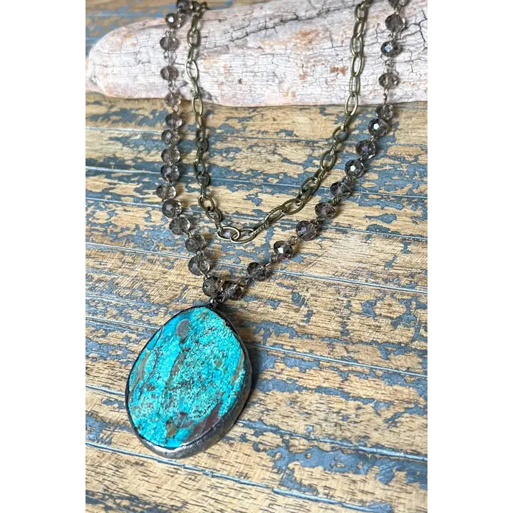Smokey Turquoise Teardrop Necklace