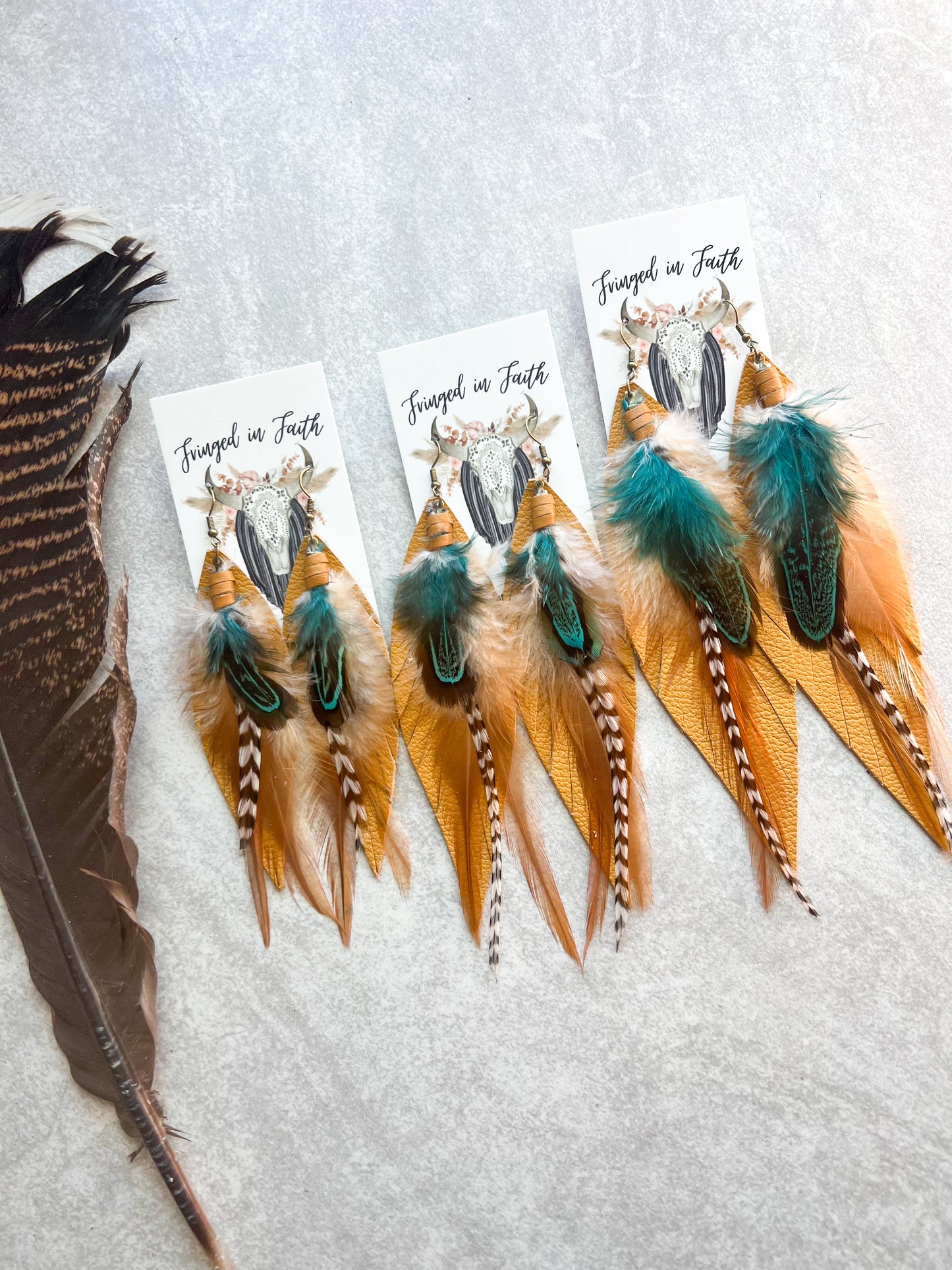 Kalispell Fringe Feathers | Mustard