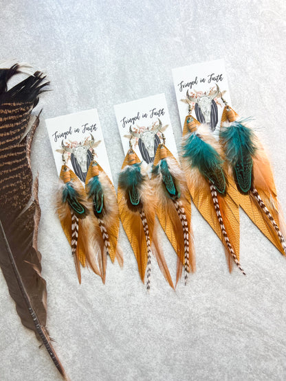 Kalispell Fringe Feathers | Mustard