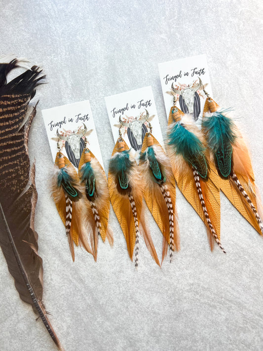 Kalispell Fringe Feathers | Mustard