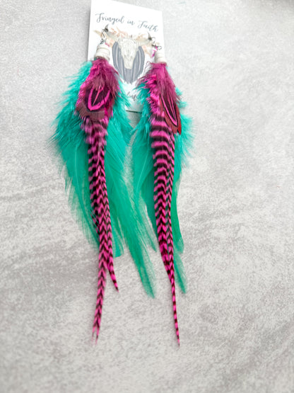 Mint Neon Feather Earrings