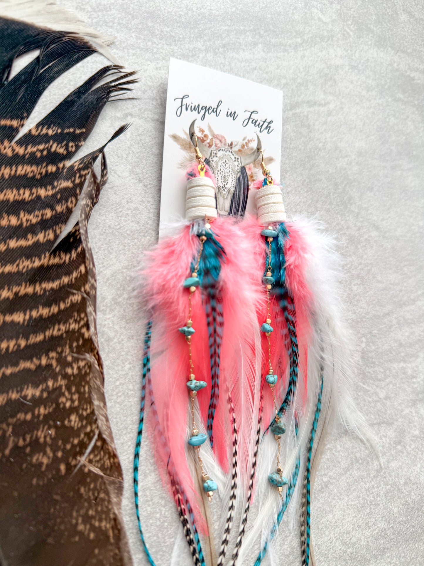 Fallon Feather Earrings | Coral