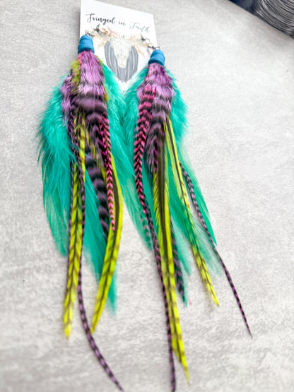 Mint Neon Feather Earrings