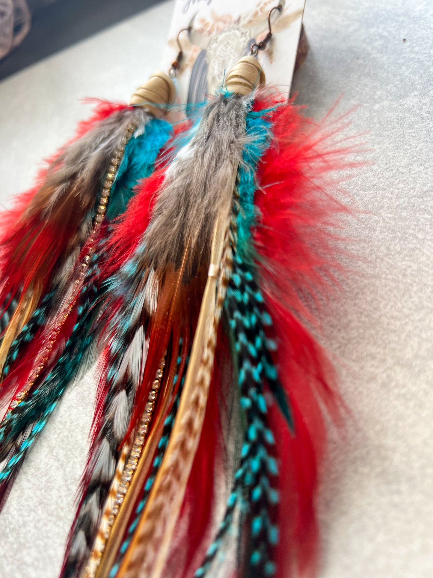 Scarlets Letter Feather Earrings