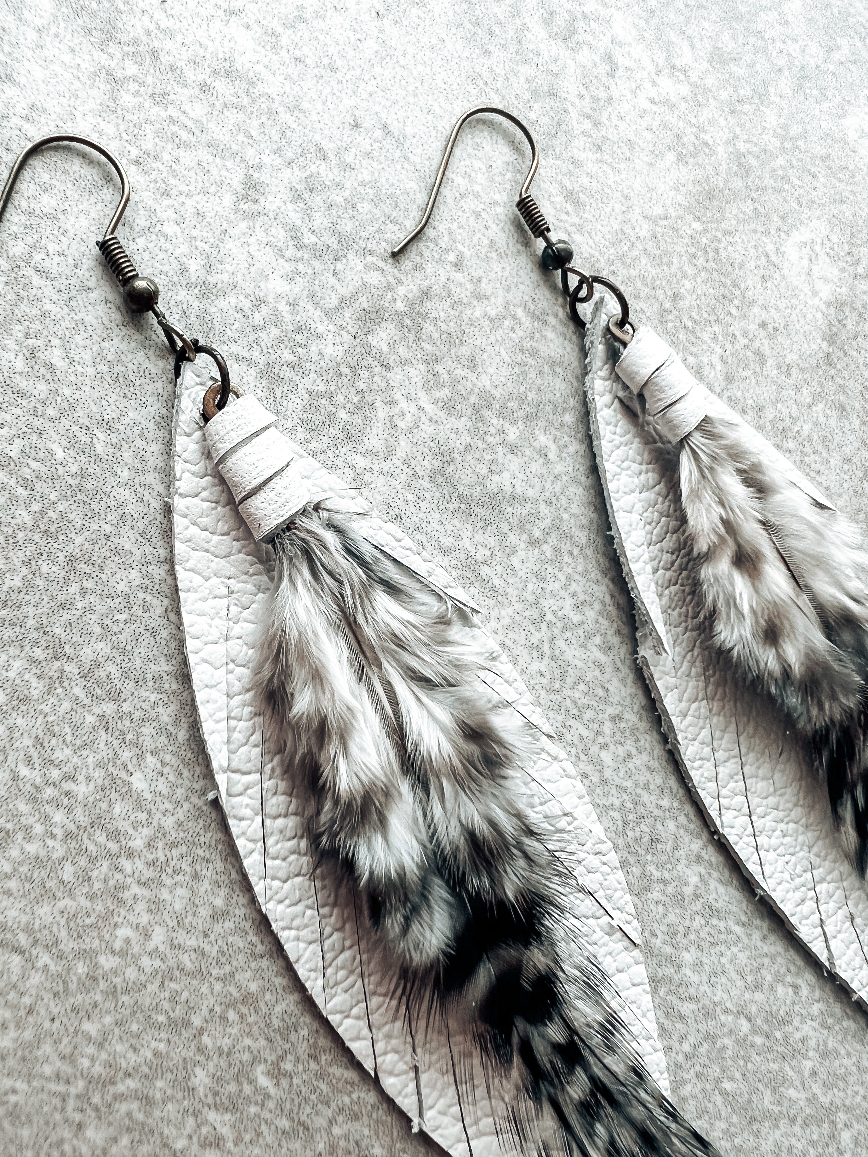 Sterling Silver Feather Quill Earrings with Ink Drop - TALICH