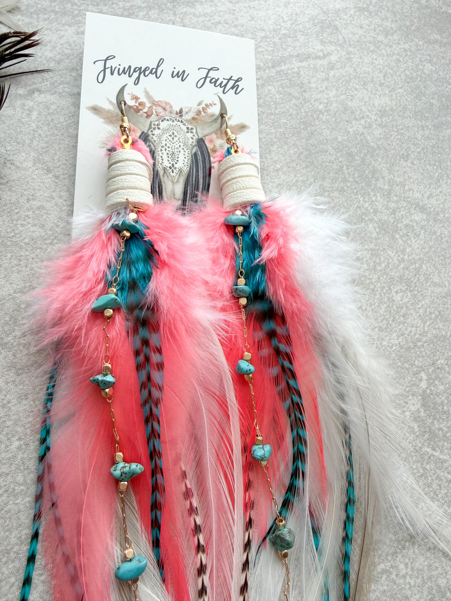 Fallon Feather Earrings | Coral