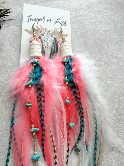 Fallon Feather Earrings | Coral