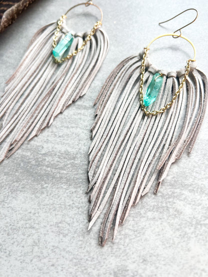 Crystal Fringe Hoops | Gold