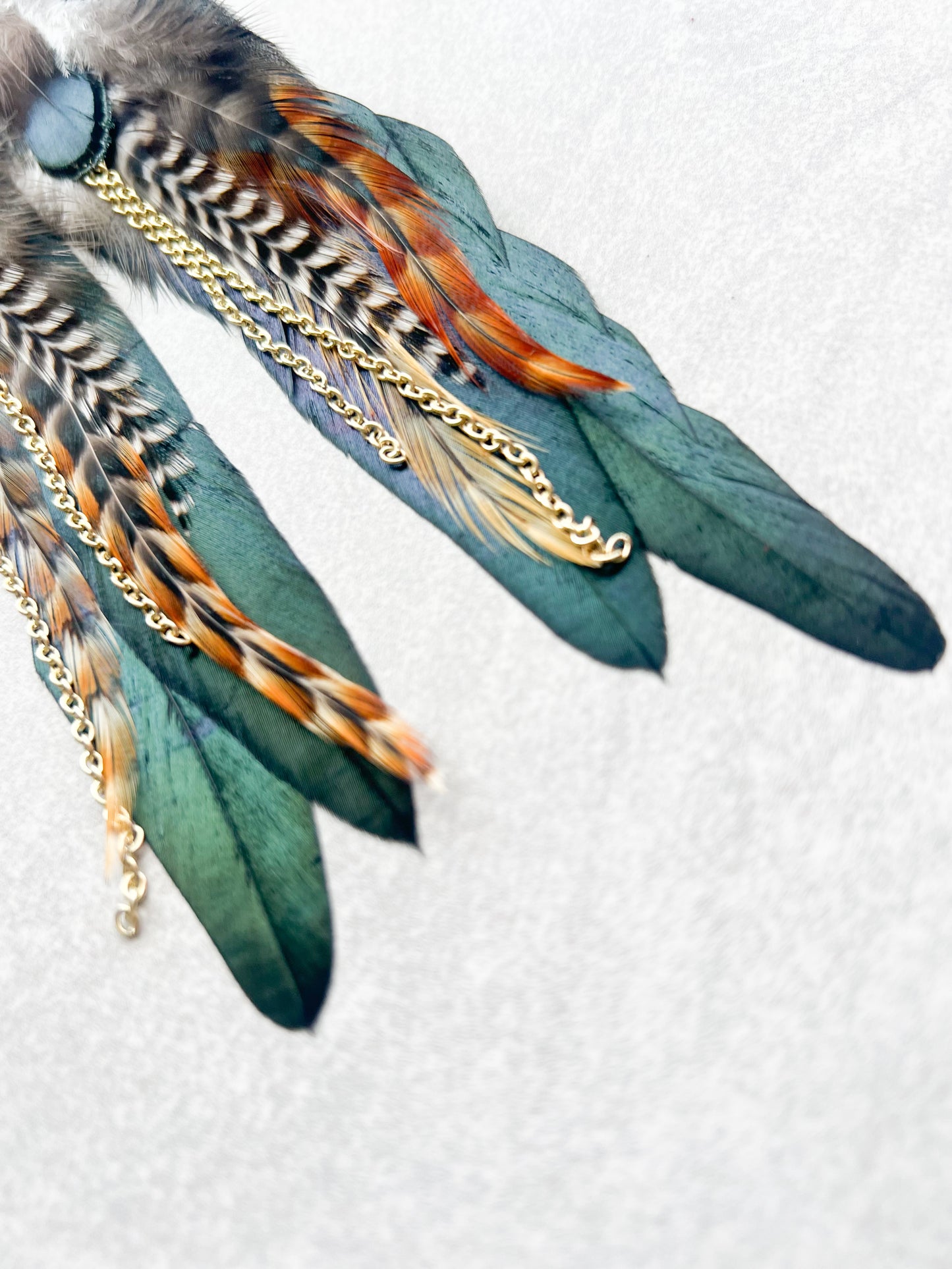 Mallard Feather Earrings with Chain