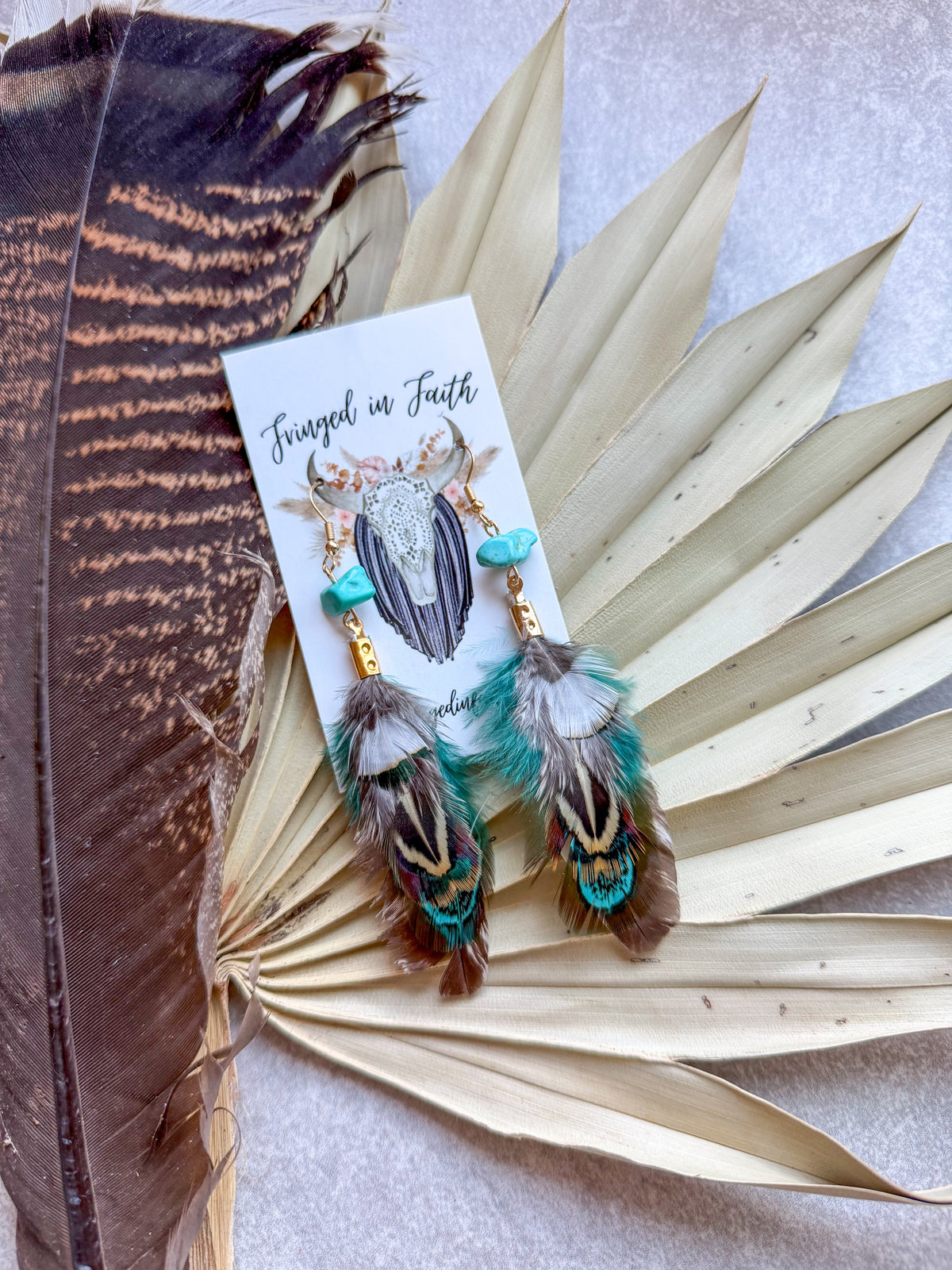 Turkey Feather Earrings