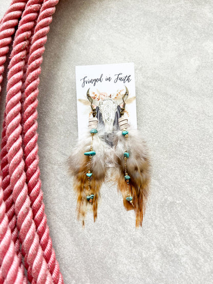 Mini Honey Feather Earring | Beige