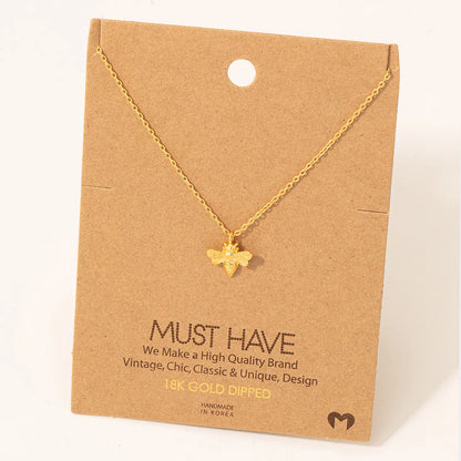 Gold Mini Bee Pendant Necklace