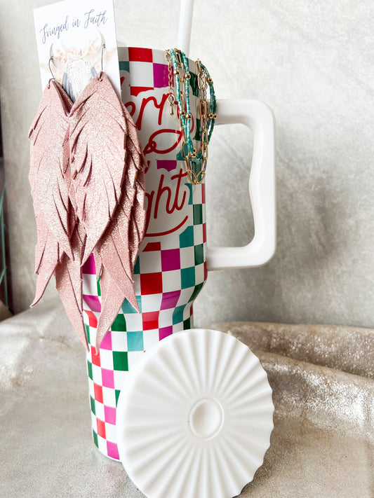 40oz Tumbler Gift Set | Merry and Bright Checkered