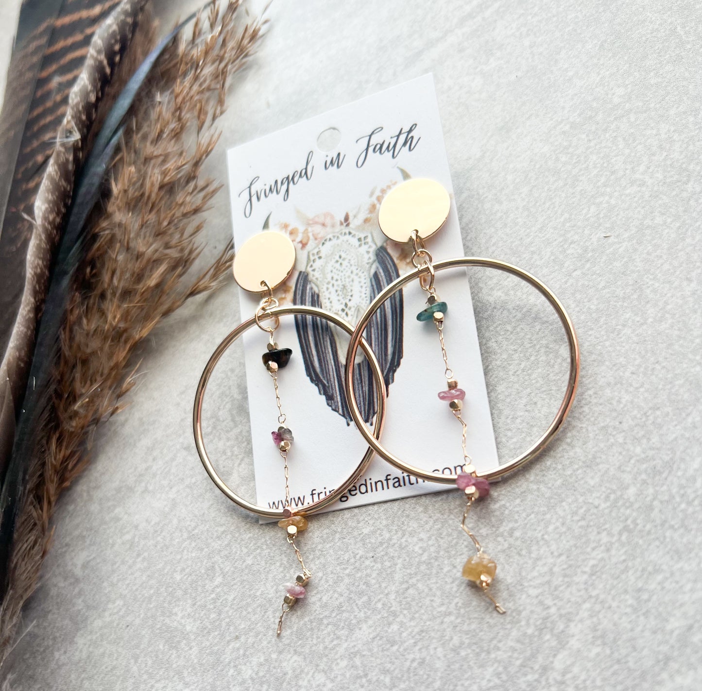 Boho Hoop Chain Earrings | rainbow