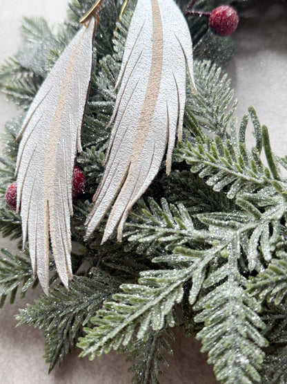 Feather Leather Earrings | Silver