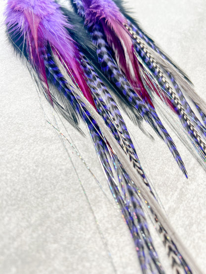 Amethyst Feather Earrings