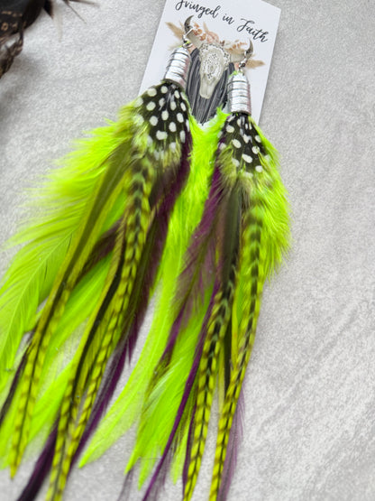 Neon Feather Earrings