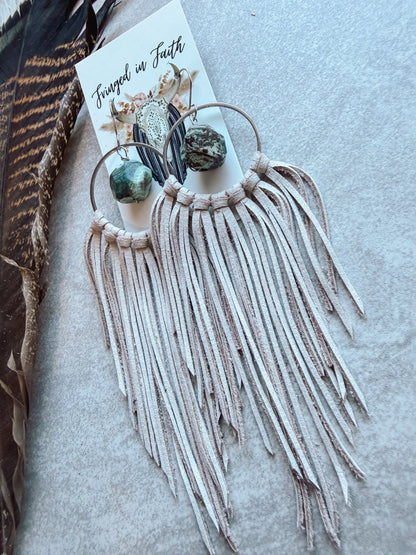 Turquoise Beaded Fringe Earrings