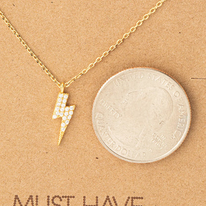 Mini Studded Lightning Bolt Necklace