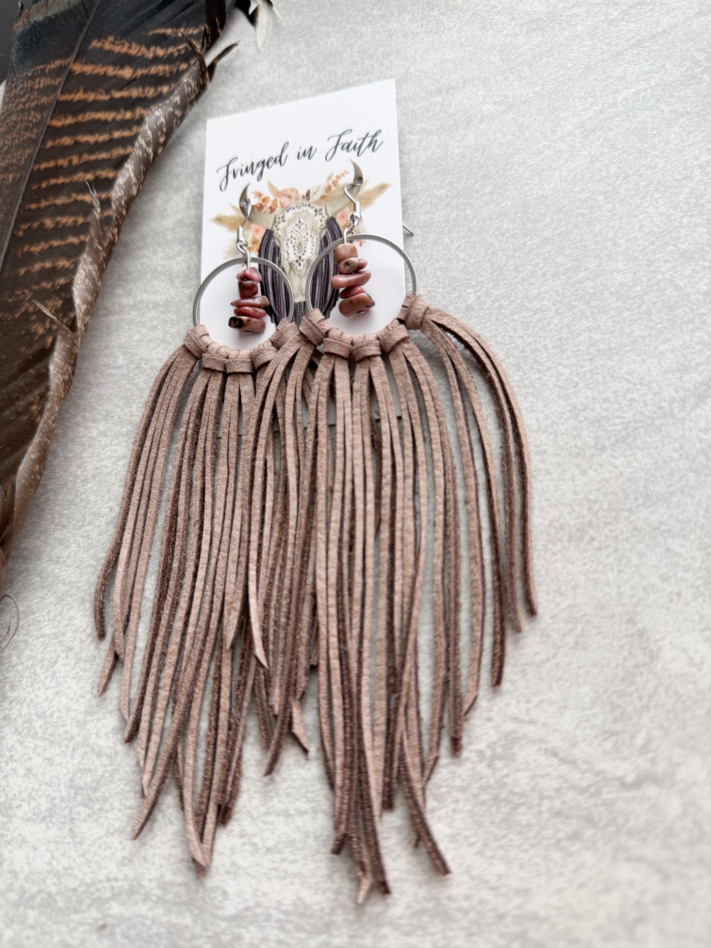 Boho Fringe Leather Hoops