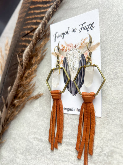 Boho Hex Hoop Earrings | Saddle