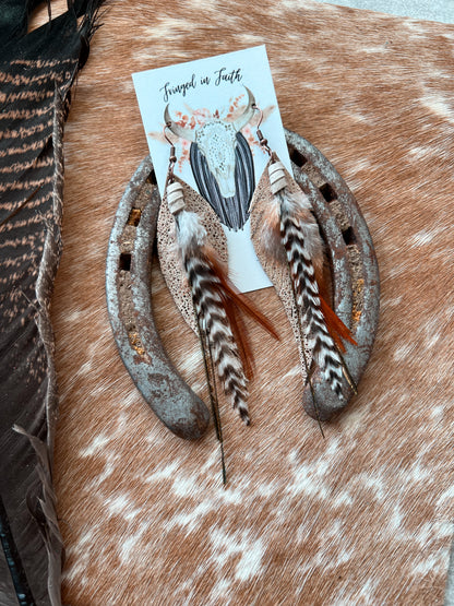 Roundup Feather Earrings| Black & White Feather