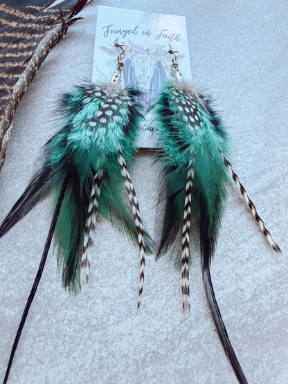 Green Feather Earrings