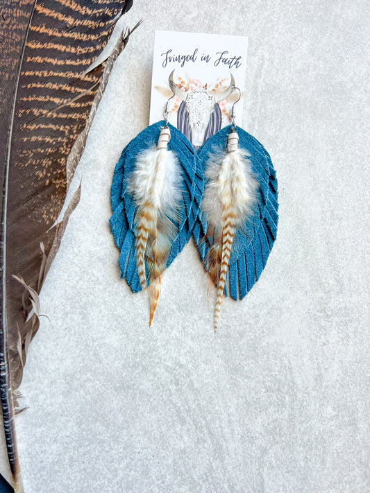 Ronan Fringe Feathers | Dark Teal