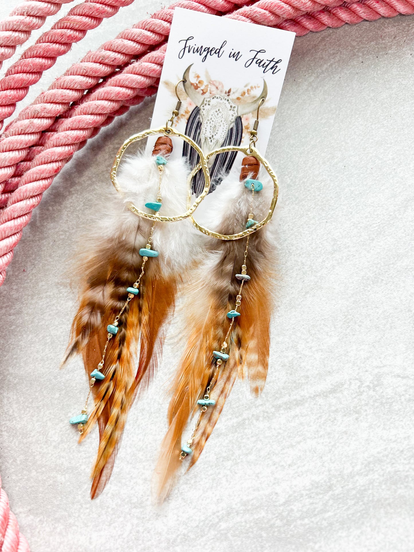 Hoop Boho Feather Earring