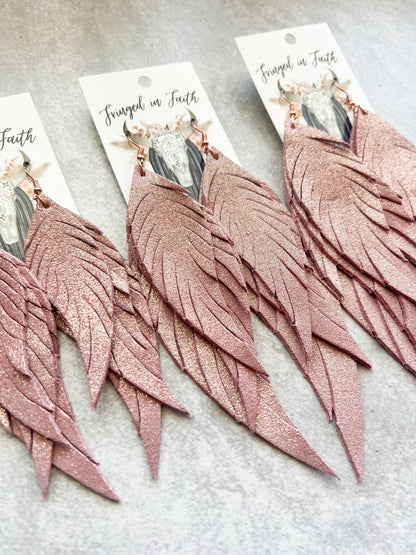 Dawson Fringe Feathers | Rose Gold Sparkle