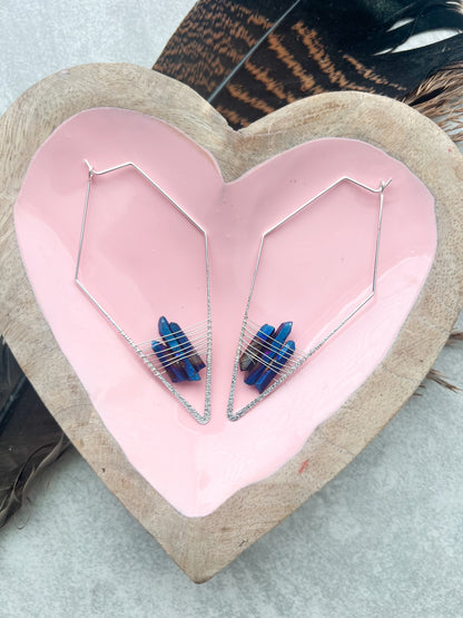 Rhombus Crystal Earrings | Blue