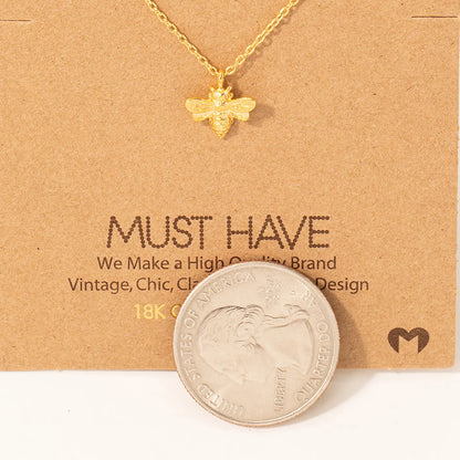 Gold Mini Bee Pendant Necklace