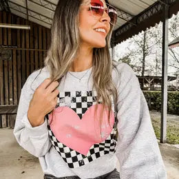 Checkered Heart Sweatshirt