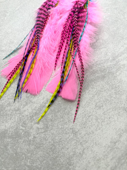 Pink Neon Feather Earrings
