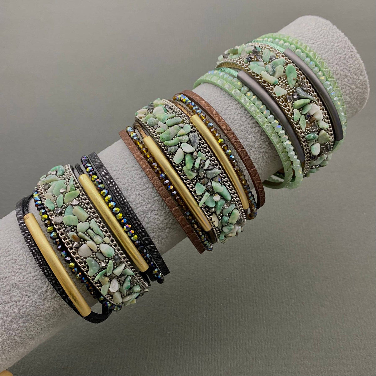 Handmade Gravel Multi-Layer Leather Magnetic Bracelet - LB/CS